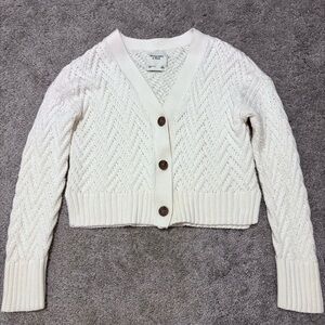 Abercrombie & Fitch Ivory Textured Cardigan Sweater Women’s Small Cozy Relaxed